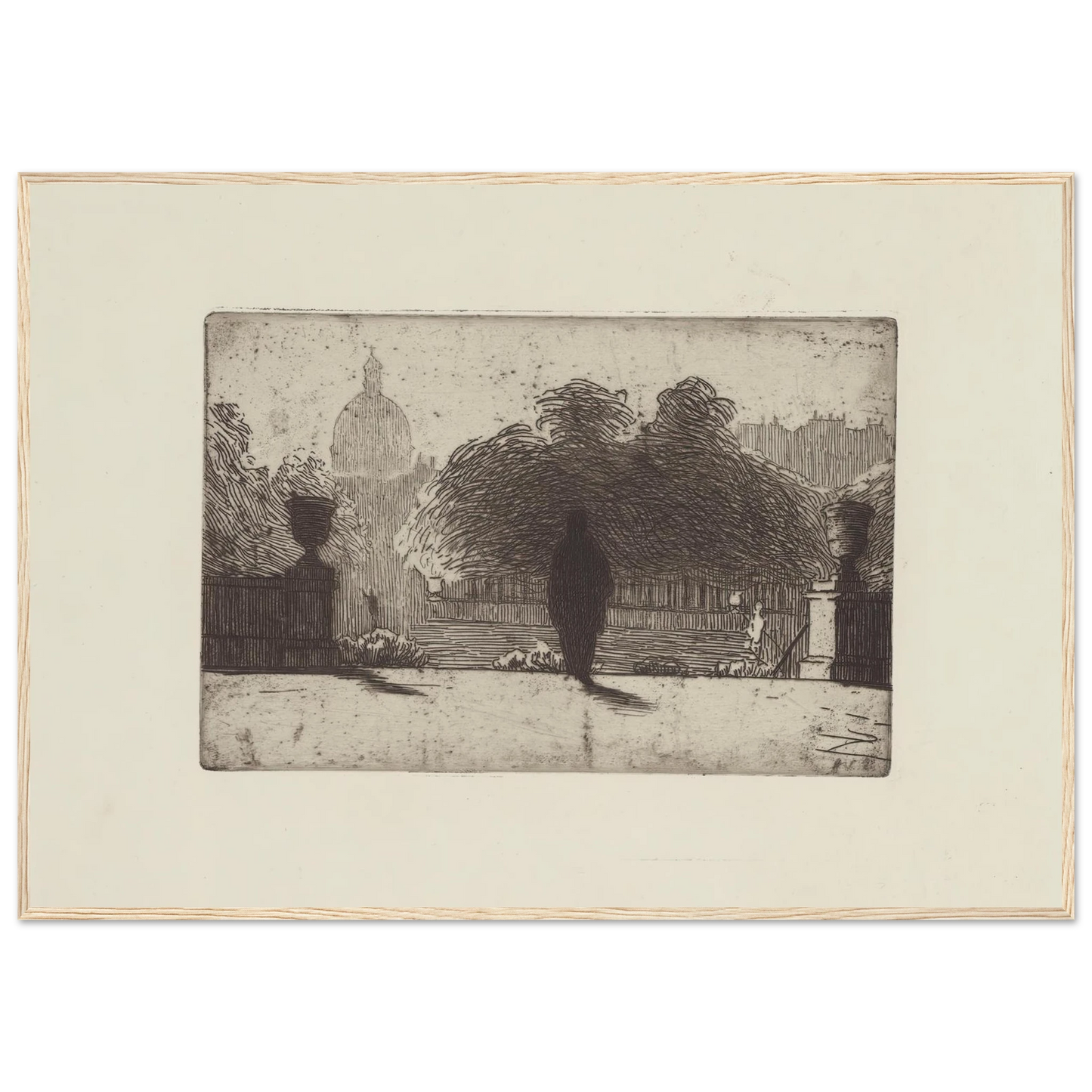 Le Panthéon vu du Luxembourg (1893) Art Print | Felix Vallotton - Framed Poster - 30x40 cm / 12x16″ - Black frame