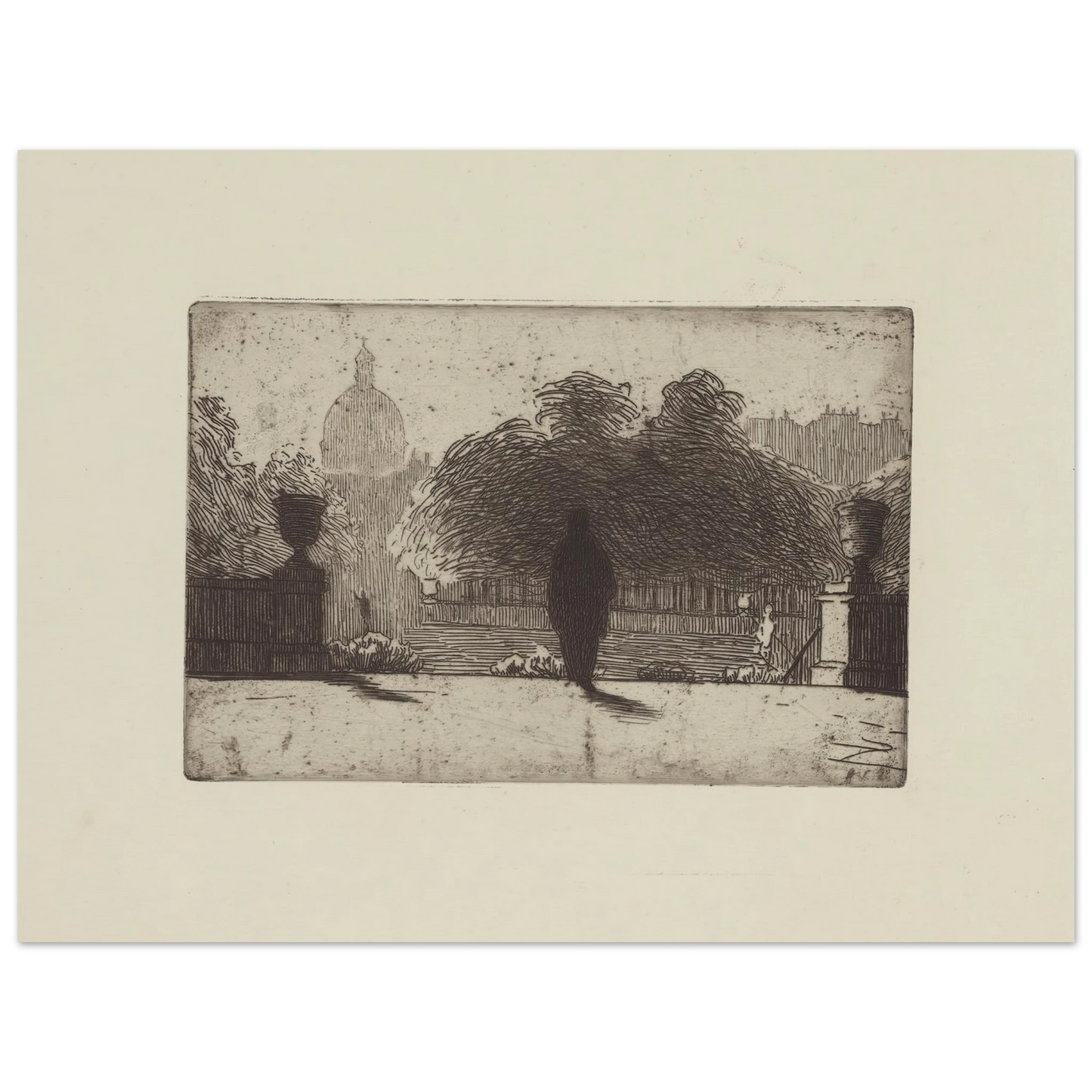 Le Panthéon vu du Luxembourg (1893) Art Print | Felix Vallotton - Framed Poster - 30x40 cm / 12x16″ - Black frame