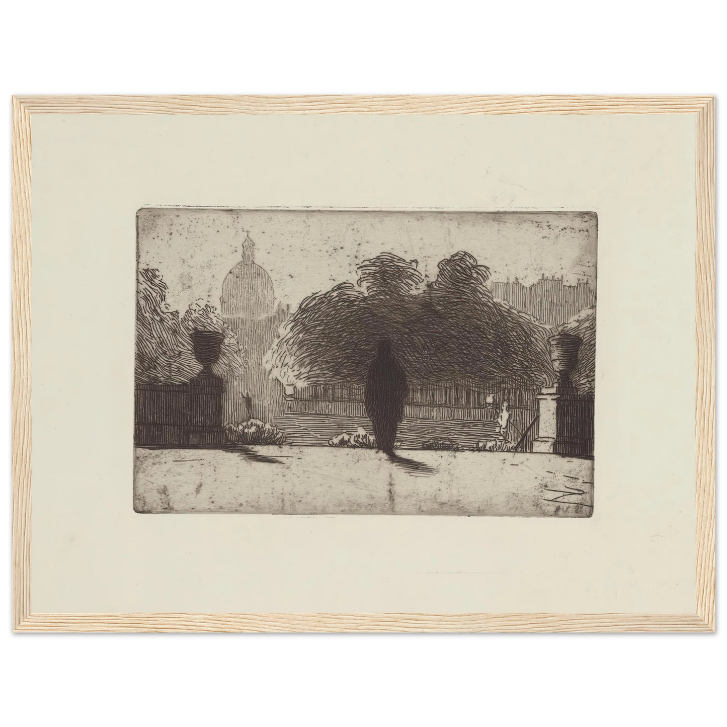 Le Panthéon vu du Luxembourg (1893) Art Print | Felix Vallotton - Framed Poster - 30x40 cm / 12x16″ - Black frame