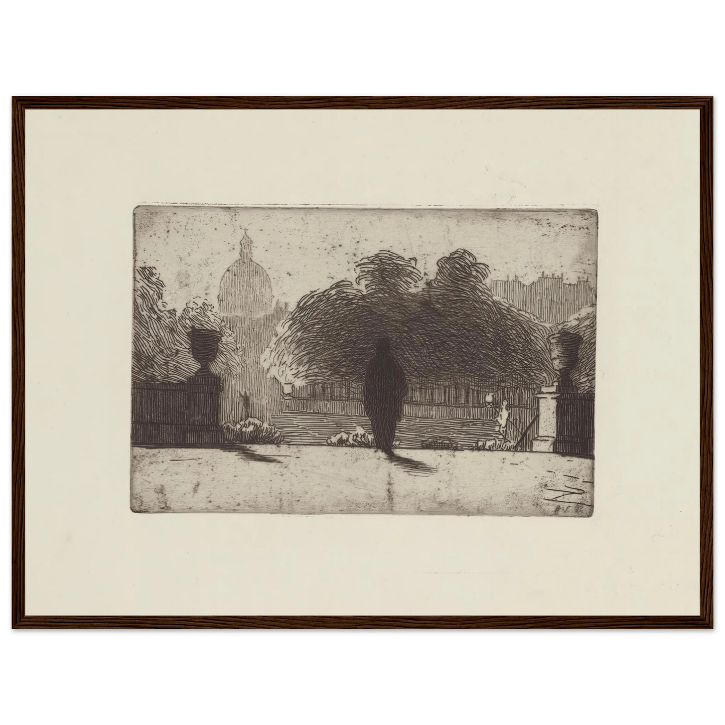 Le Panthéon vu du Luxembourg (1893) Art Print | Felix Vallotton - Framed Poster - 30x40 cm / 12x16″ - Black frame