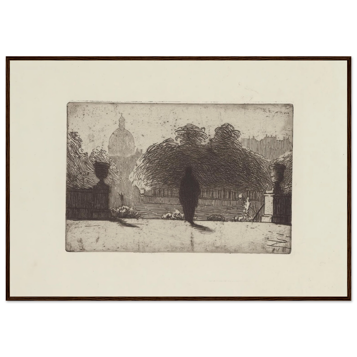 Le Panthéon vu du Luxembourg (1893) Art Print | Felix Vallotton - Framed Poster - 30x40 cm / 12x16″ - Black frame