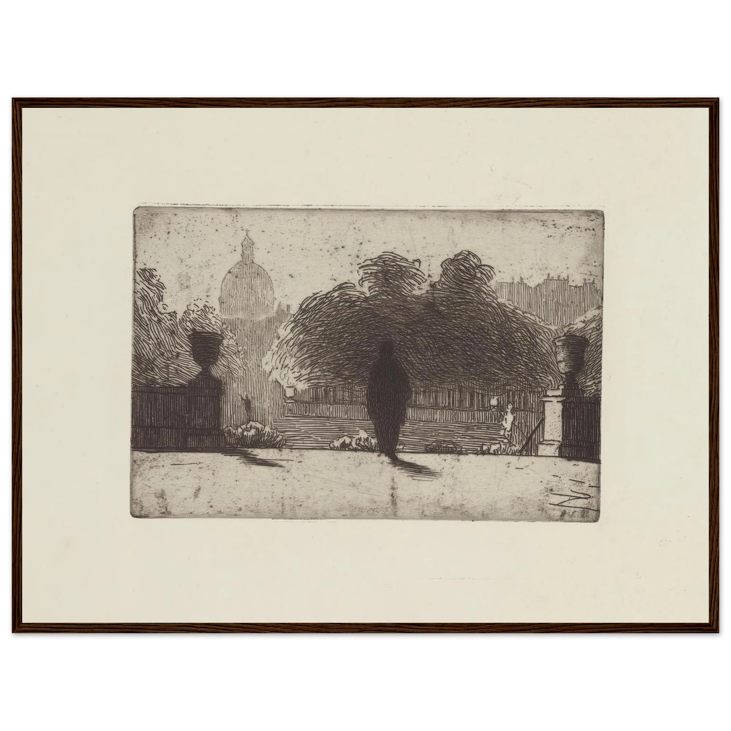 Le Panthéon vu du Luxembourg (1893) Art Print | Felix Vallotton - Framed Poster - 30x40 cm / 12x16″ - Black frame