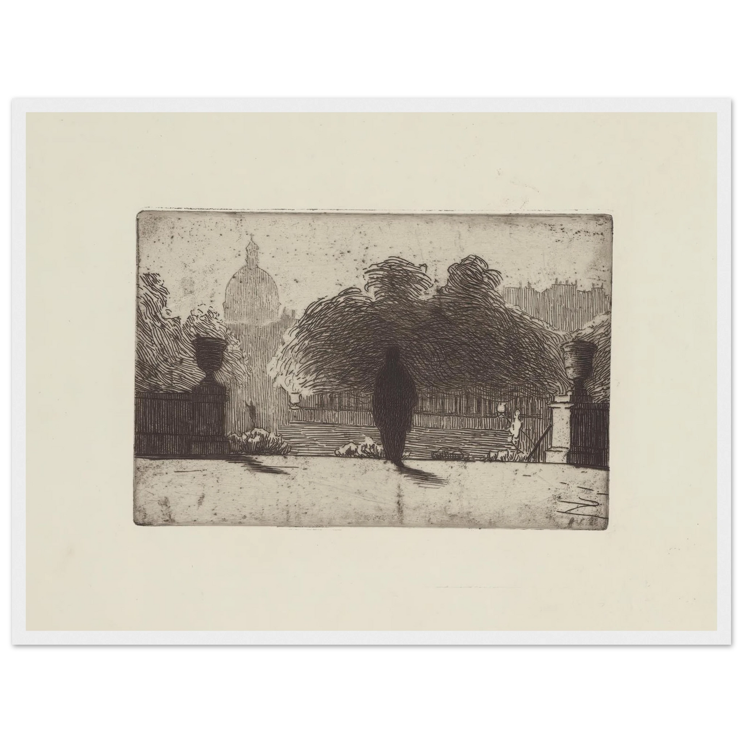 Le Panthéon vu du Luxembourg (1893) Art Print | Felix Vallotton - Framed Poster - 30x40 cm / 12x16″ - Black frame