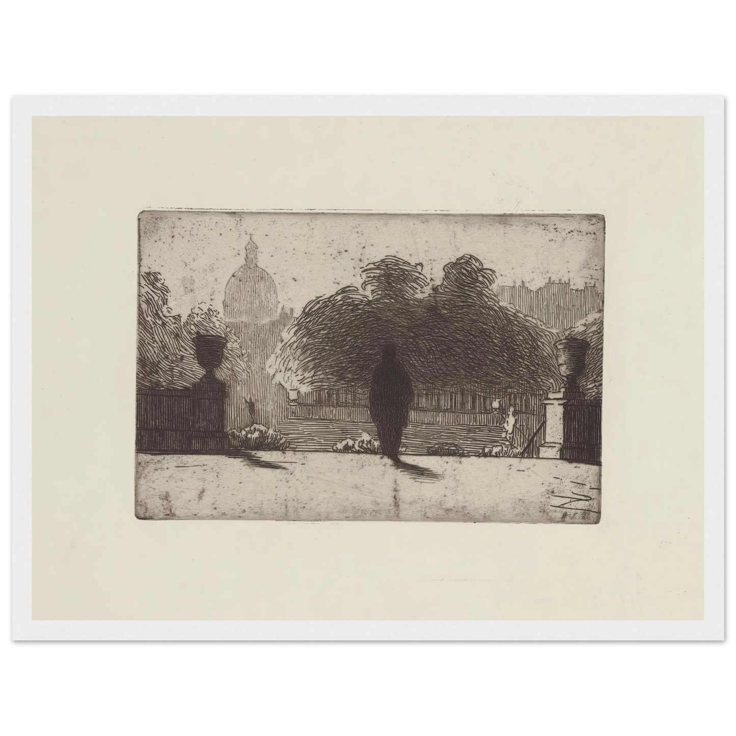 Le Panthéon vu du Luxembourg (1893) Art Print | Felix Vallotton - Framed Poster - 30x40 cm / 12x16″ - Black frame