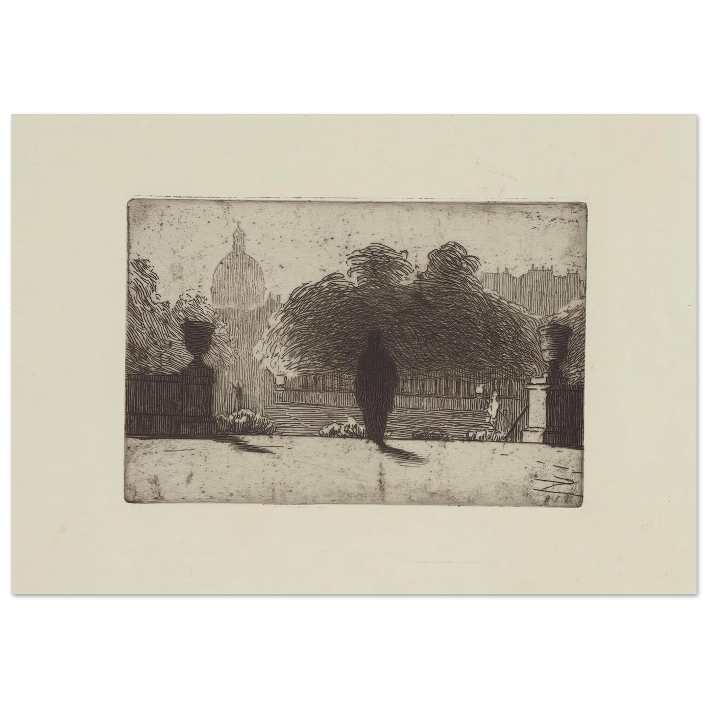 Le Panthéon vu du Luxembourg (1893) Art Print | Felix Vallotton - Framed Poster - 30x40 cm / 12x16″ - Black frame