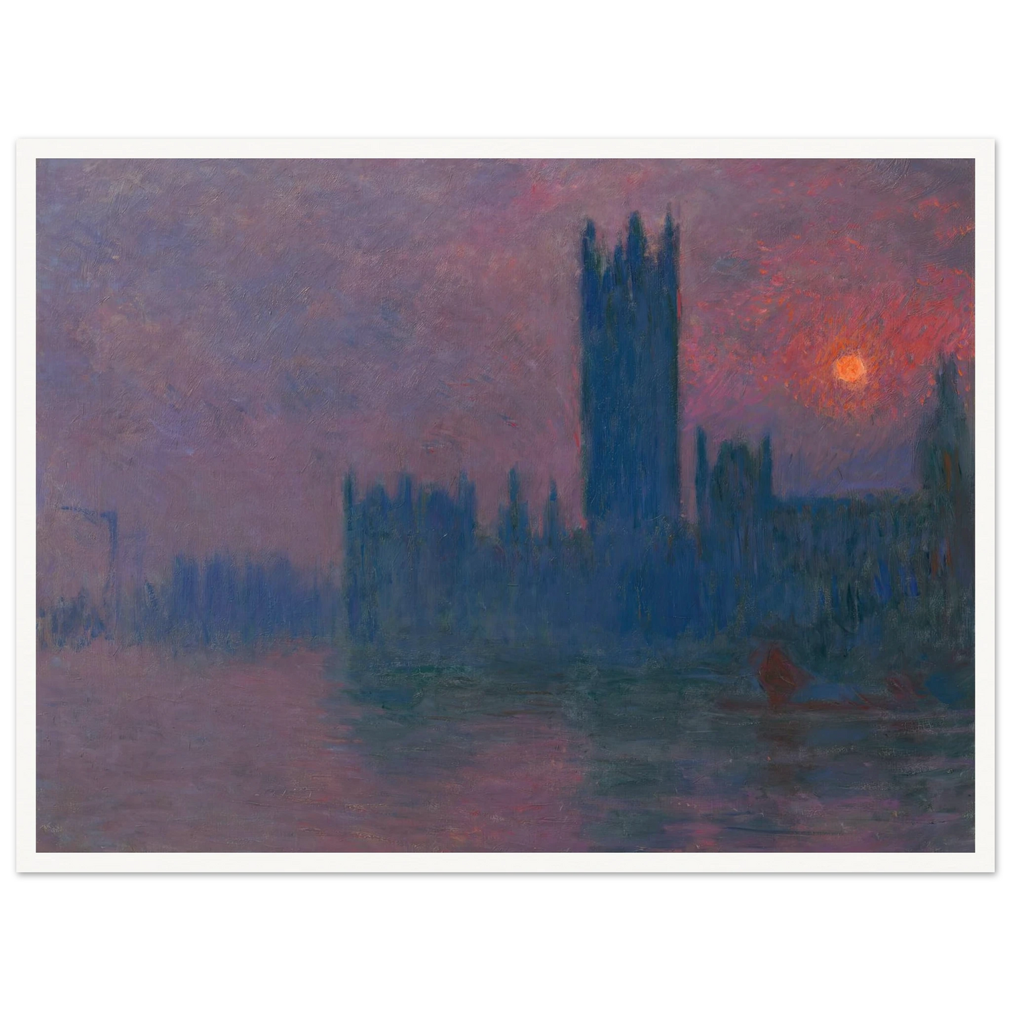 Le Parlement, soleil couchant (1900-1903) Art Print | Claude Monet - Framed Poster - 30x40 cm / 12x16″ - Black frame