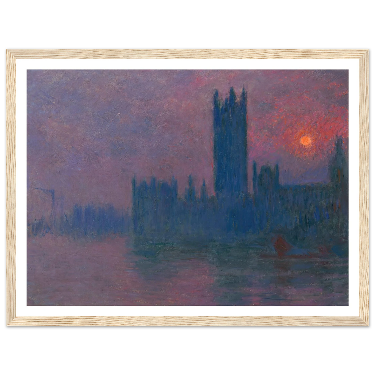Le Parlement, soleil couchant (1900-1903) Art Print | Claude Monet - Framed Poster - 30x40 cm / 12x16″ - Black frame