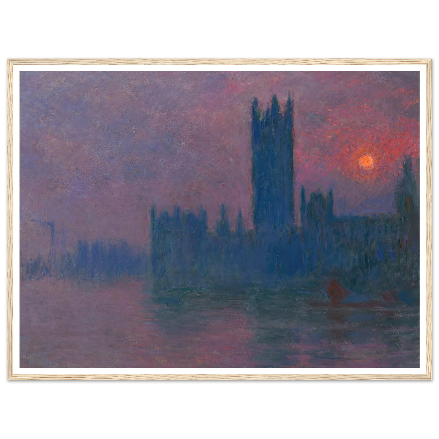 Le Parlement, soleil couchant (1900-1903) Art Print | Claude Monet - Framed Poster - 30x40 cm / 12x16″ - Black frame
