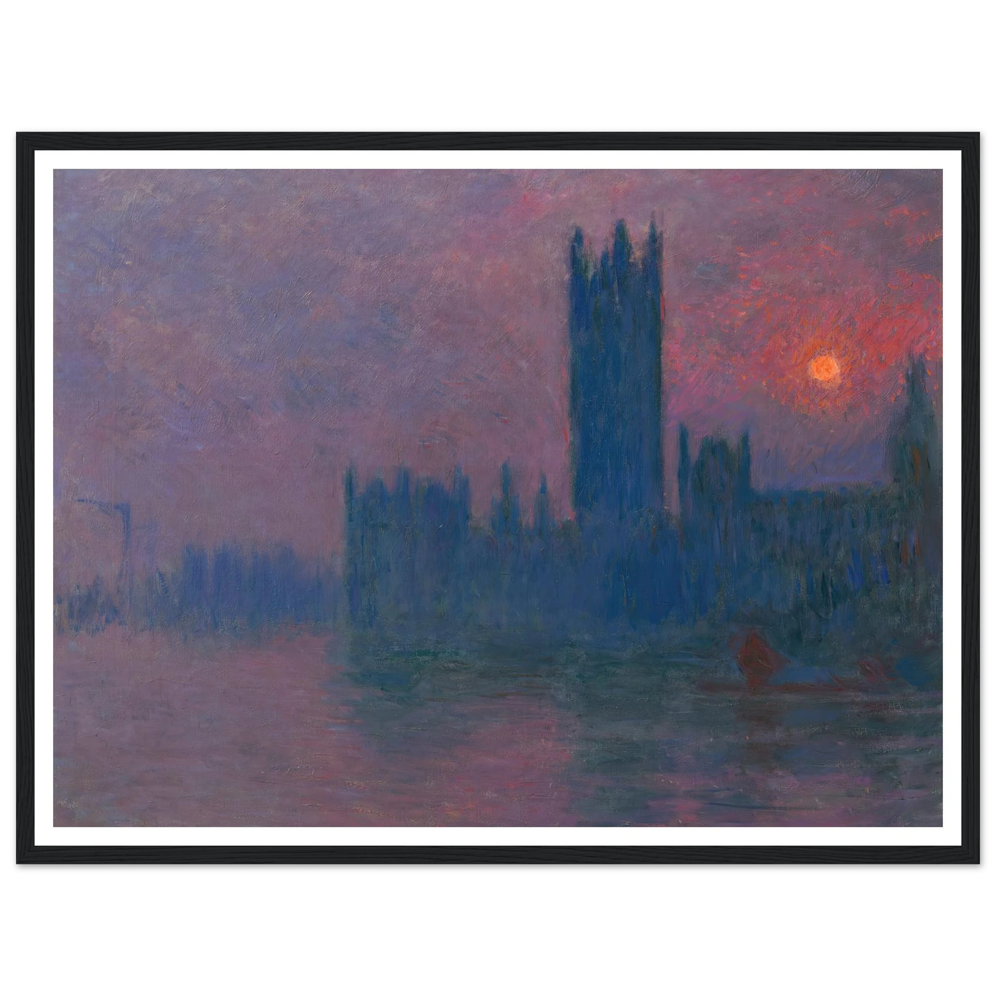 Le Parlement, soleil couchant (1900-1903) Art Print | Claude Monet - Framed Poster - 30x40 cm / 12x16″ - Black frame