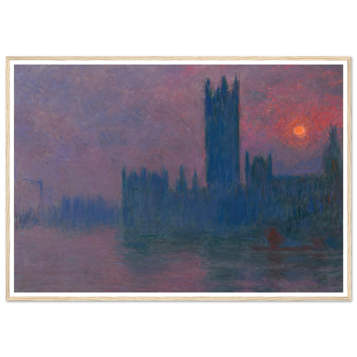 Le Parlement, soleil couchant (1900-1903) Art Print | Claude Monet - Framed Poster - 30x40 cm / 12x16″ - Black frame