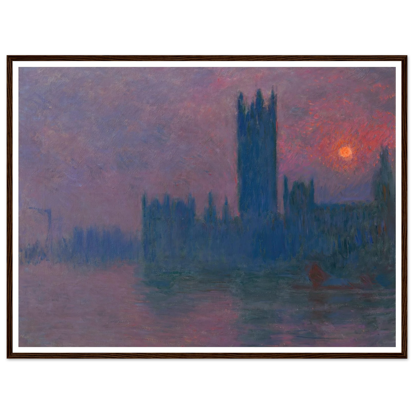 Le Parlement, soleil couchant (1900-1903) Art Print | Claude Monet - Framed Poster - 30x40 cm / 12x16″ - Black frame