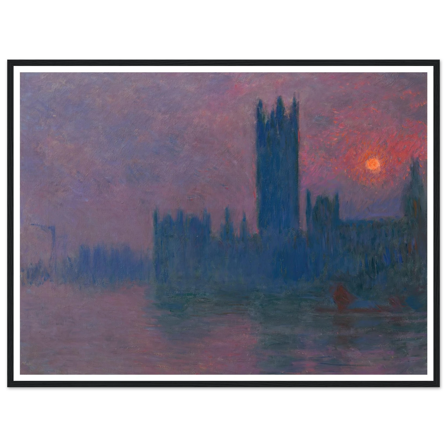 Le Parlement, soleil couchant (1900-1903) Art Print | Claude Monet - Framed Poster - 30x40 cm / 12x16″ - Black frame