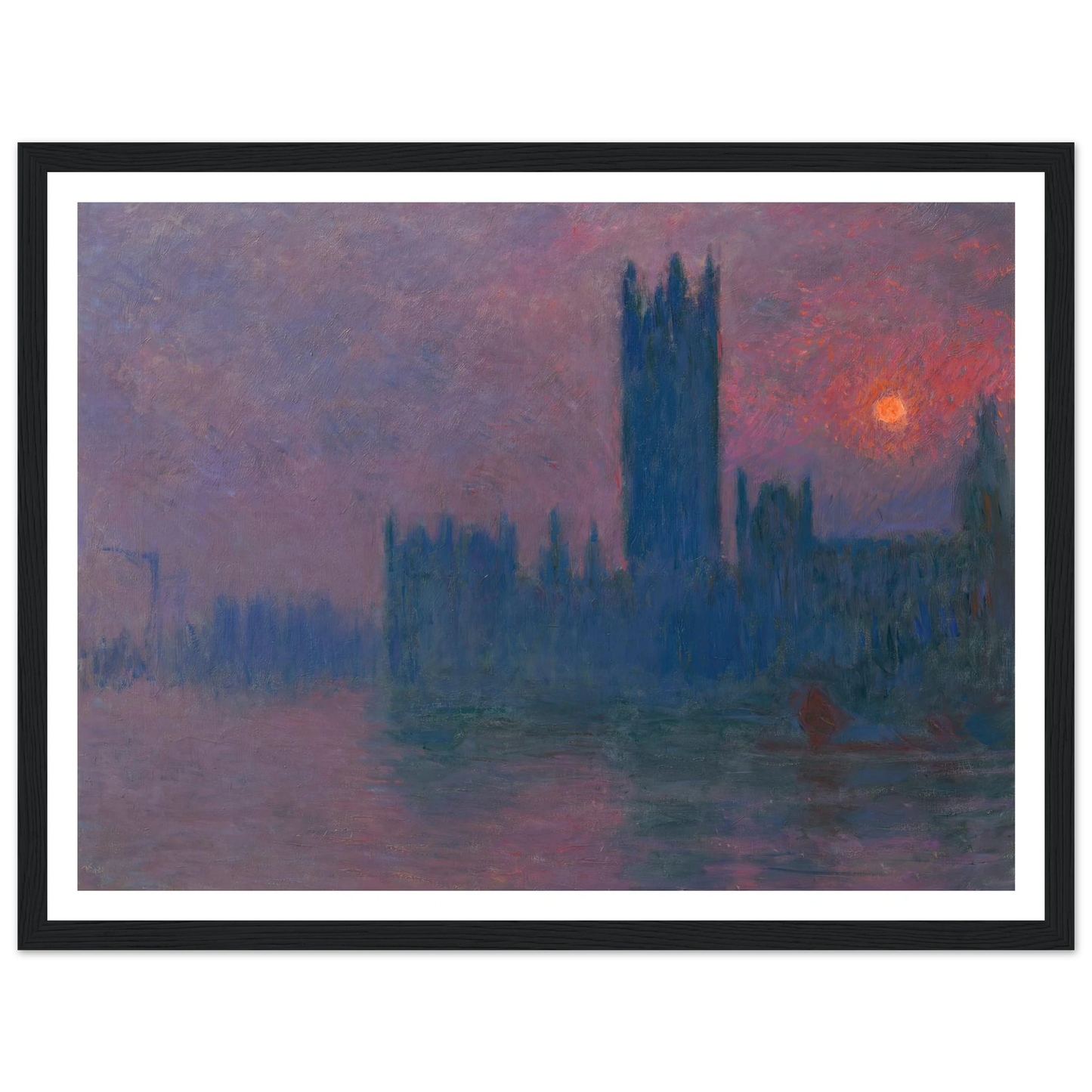 Le Parlement, soleil couchant (1900-1903) Art Print | Claude Monet - Framed Poster - 30x40 cm / 12x16″ - Black frame