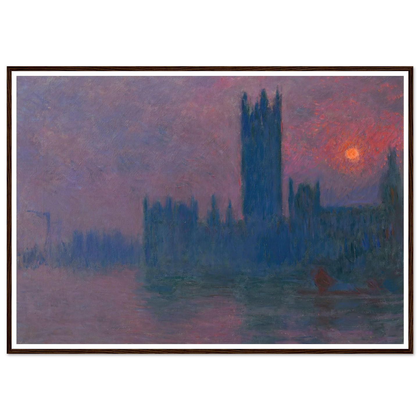 Le Parlement, soleil couchant (1900-1903) Art Print | Claude Monet - Framed Poster - 30x40 cm / 12x16″ - Black frame