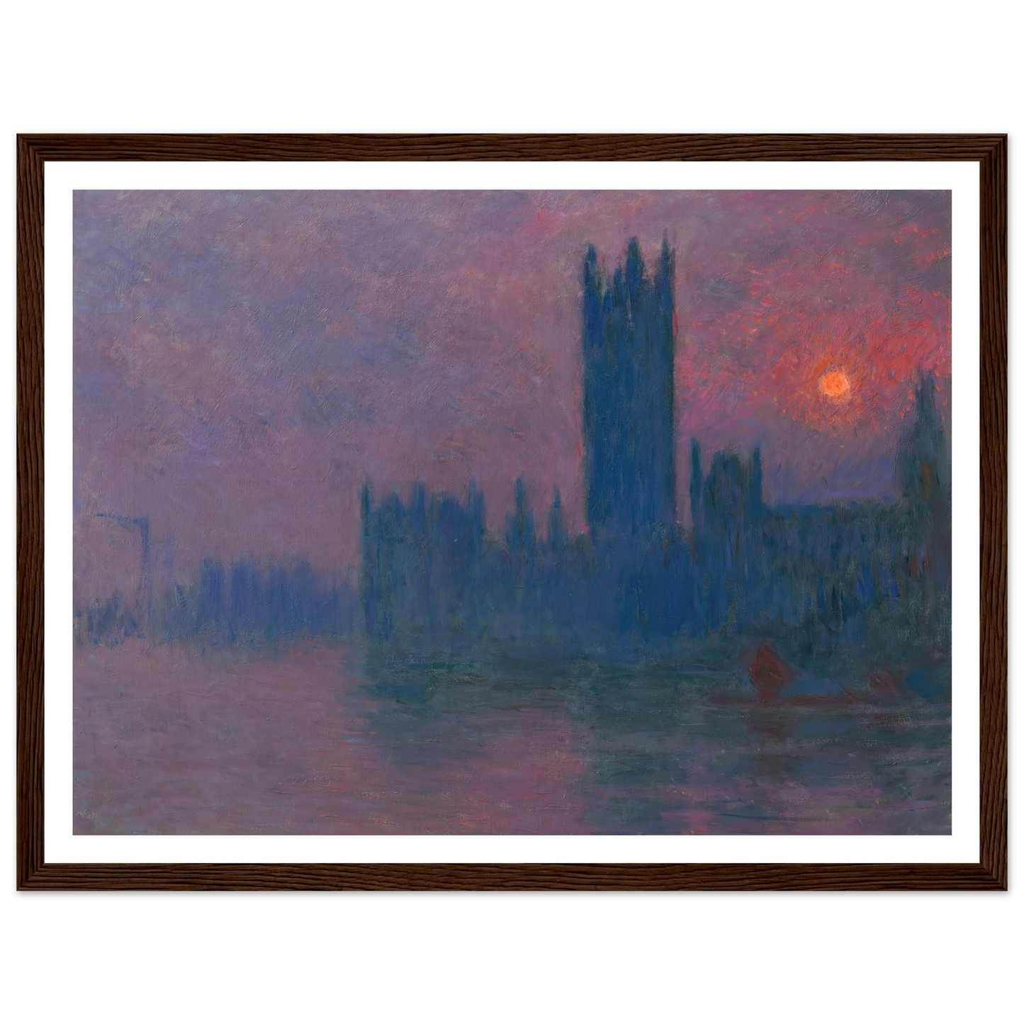 Le Parlement, soleil couchant (1900-1903) Art Print | Claude Monet - Framed Poster - 30x40 cm / 12x16″ - Black frame
