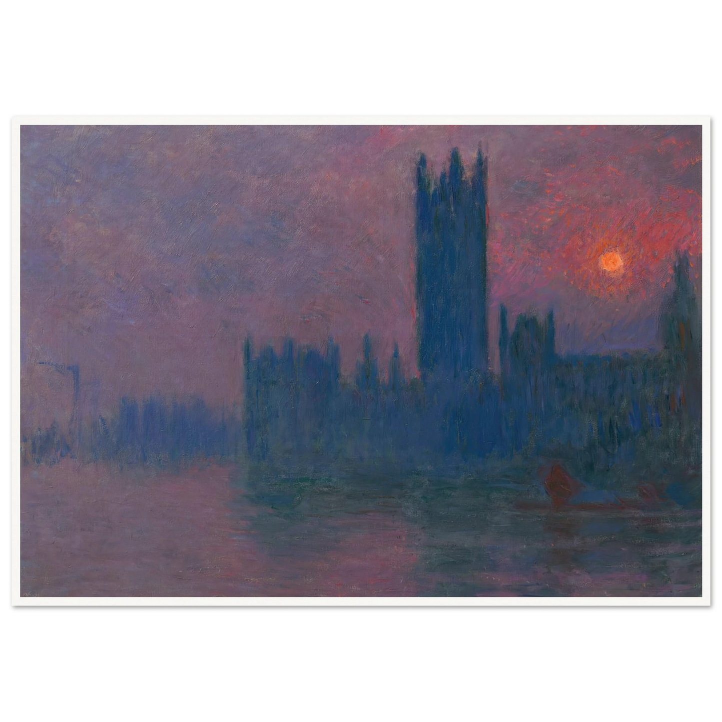 Le Parlement, soleil couchant (1900-1903) Art Print | Claude Monet - Framed Poster - 30x40 cm / 12x16″ - Black frame