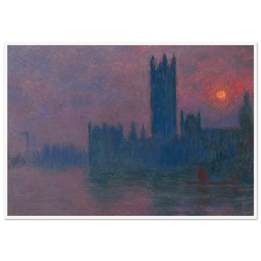 Le Parlement, soleil couchant (1900-1903) Art Print | Claude Monet - Framed Poster - 30x40 cm / 12x16″ - Black frame