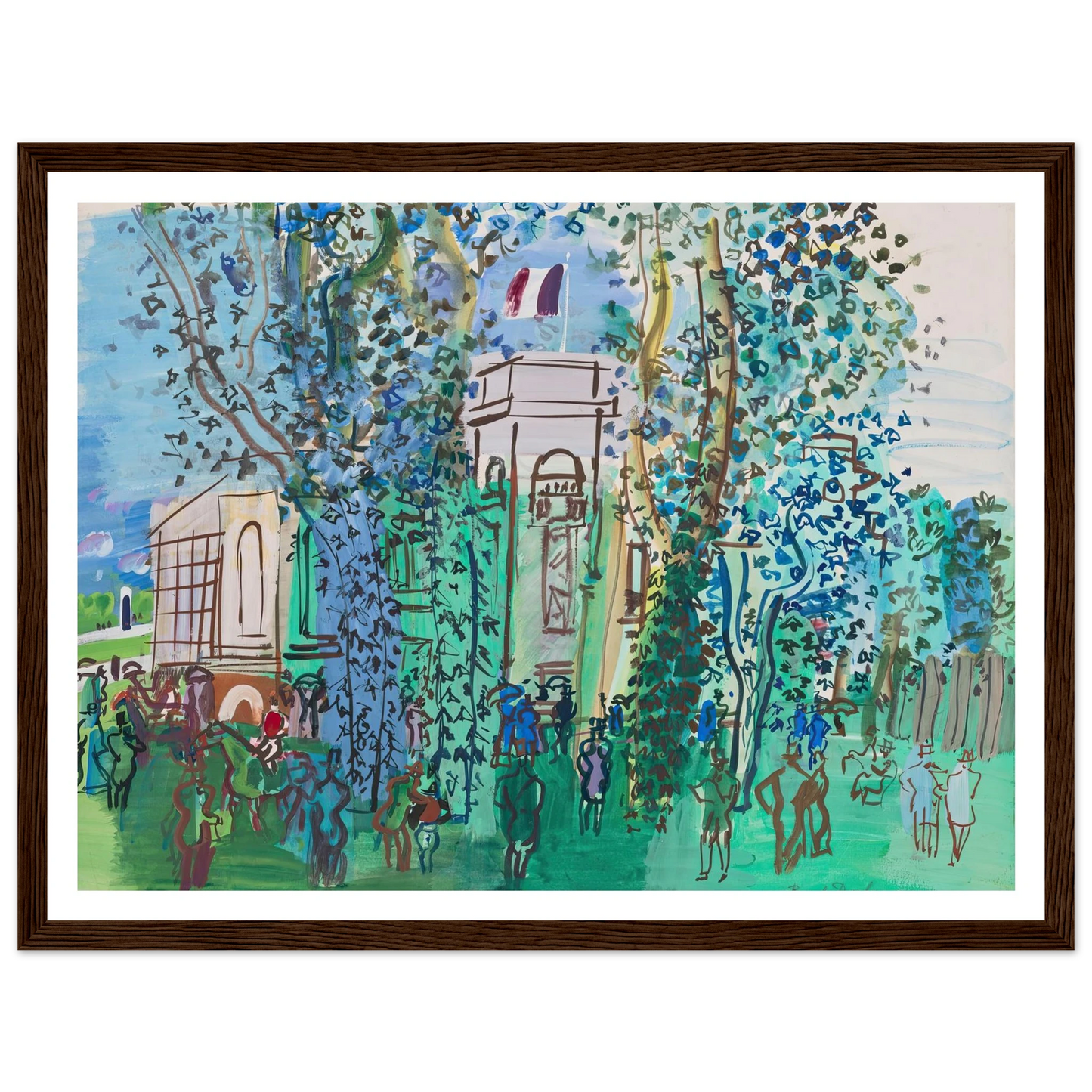 Le Pesage à Deauville (circa 1930) Art Print | Raoul Dufy - Framed Poster - 30x40 cm / 12x16″ - Black frame