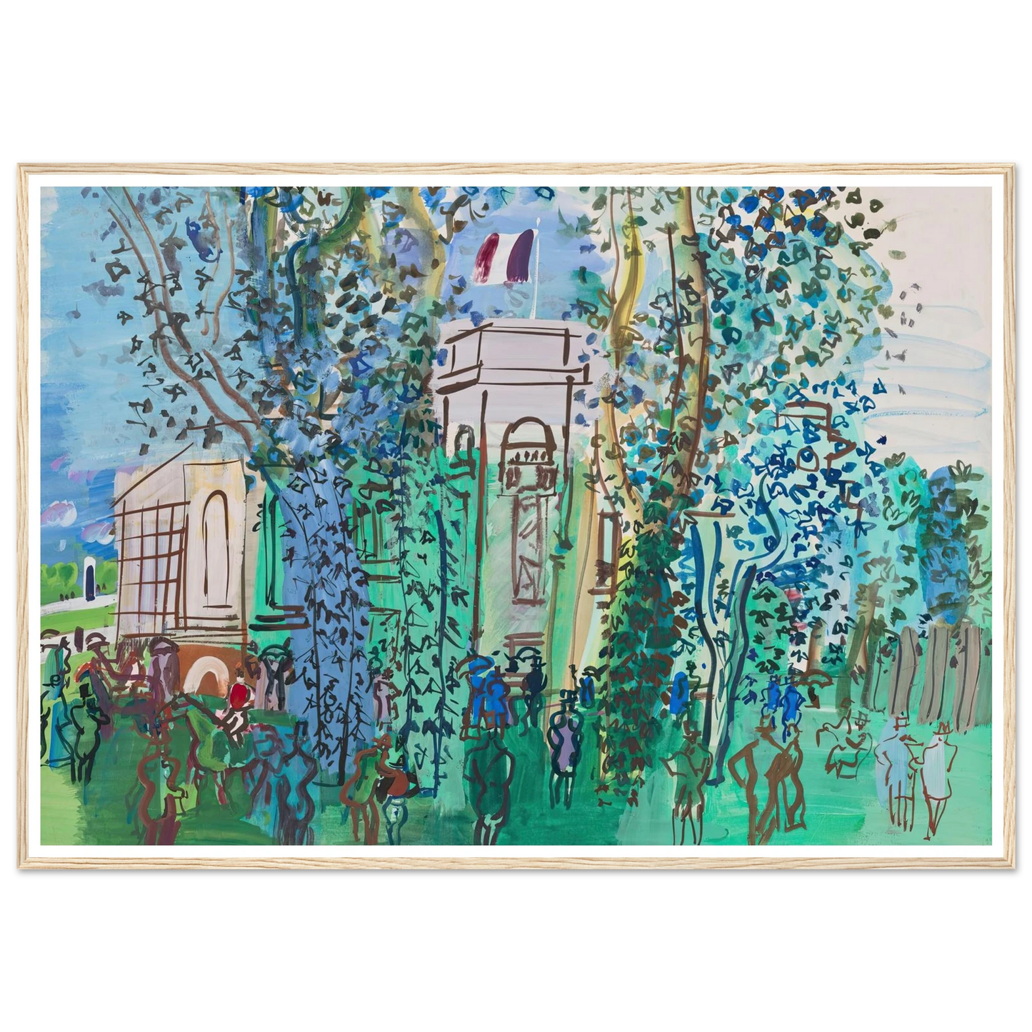 Le Pesage à Deauville (circa 1930) Art Print | Raoul Dufy - Framed Poster - 30x40 cm / 12x16″ - Black frame