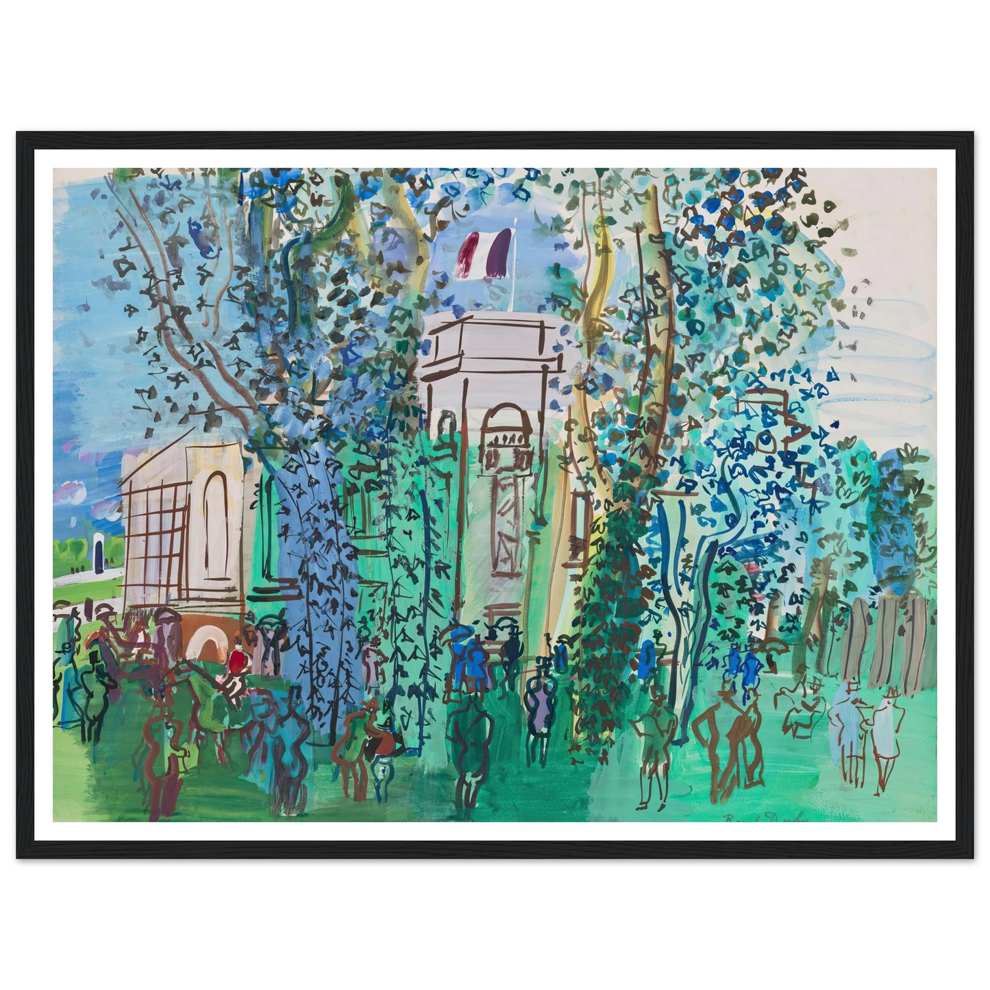 Le Pesage à Deauville (circa 1930) Art Print | Raoul Dufy - Framed Poster - 30x40 cm / 12x16″ - Black frame