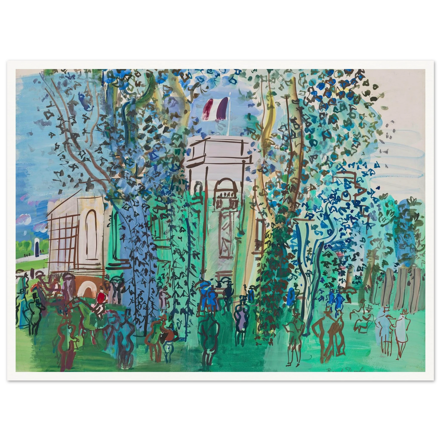 Le Pesage à Deauville (circa 1930) Art Print | Raoul Dufy - Framed Poster - 30x40 cm / 12x16″ - Black frame