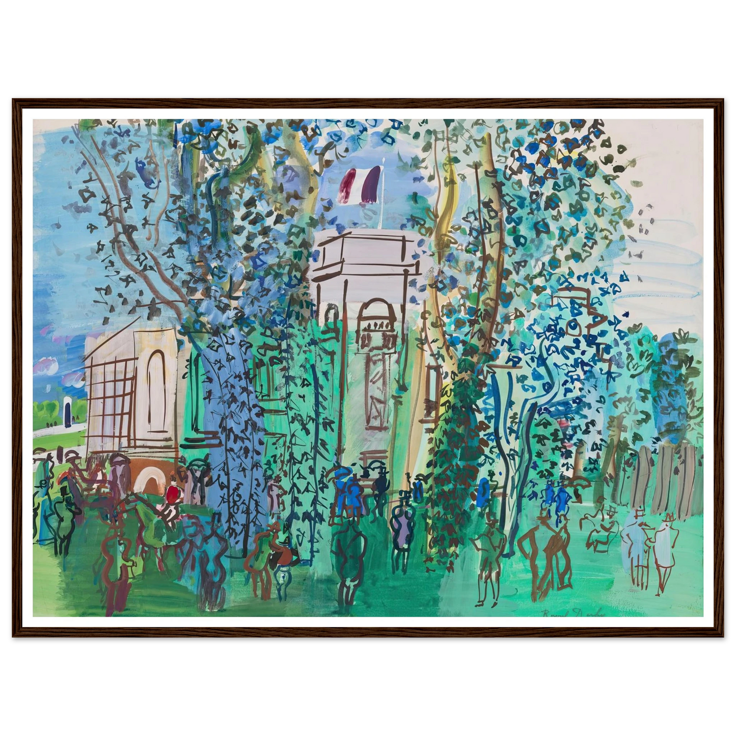 Le Pesage à Deauville (circa 1930) Art Print | Raoul Dufy - Framed Poster - 30x40 cm / 12x16″ - Black frame