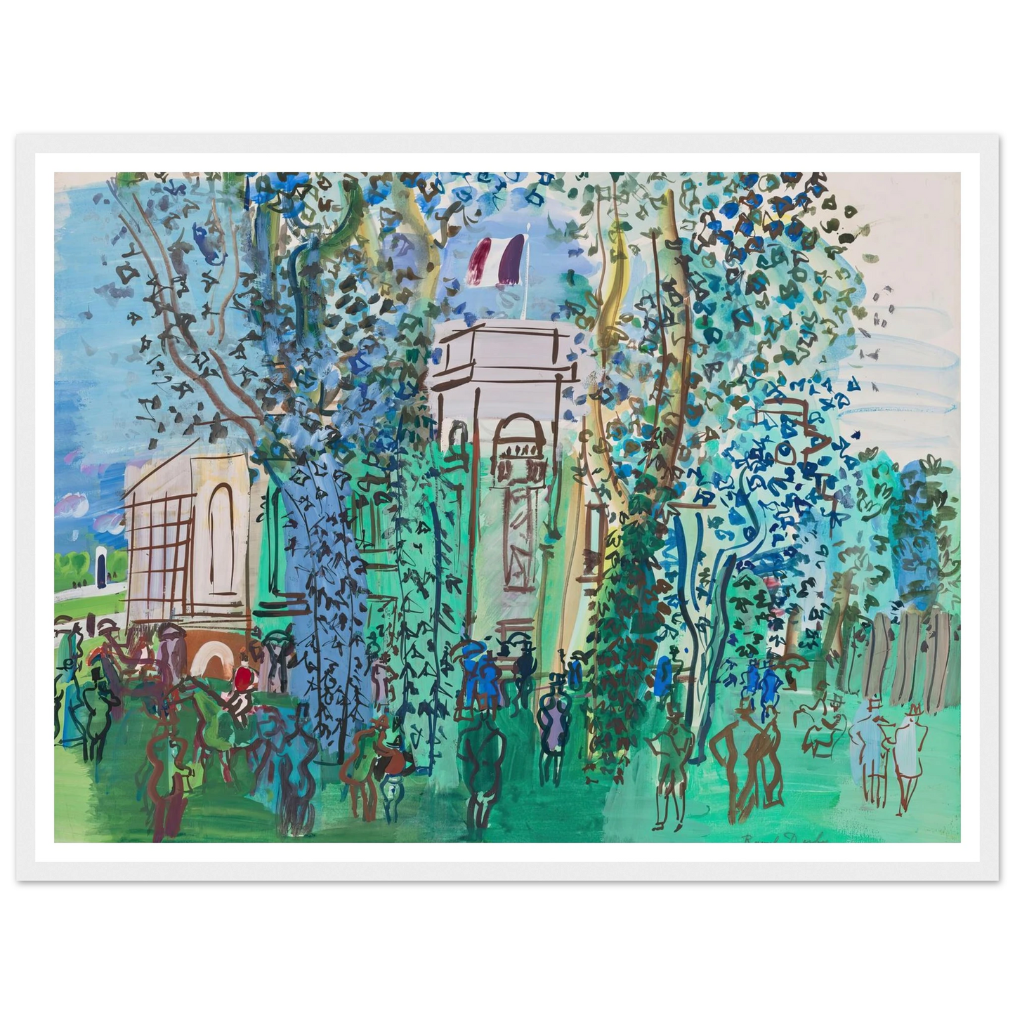 Le Pesage à Deauville (circa 1930) Art Print | Raoul Dufy - Framed Poster - 30x40 cm / 12x16″ - Black frame