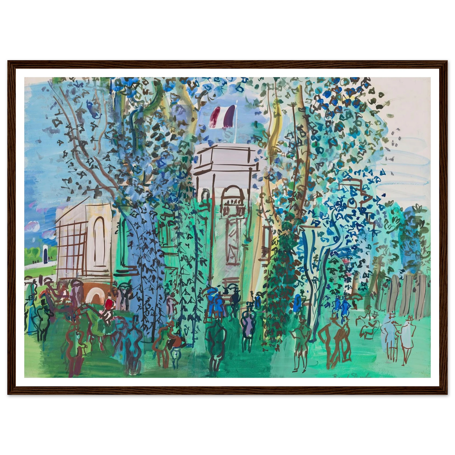 Le Pesage à Deauville (circa 1930) Art Print | Raoul Dufy - Framed Poster - 30x40 cm / 12x16″ - Black frame