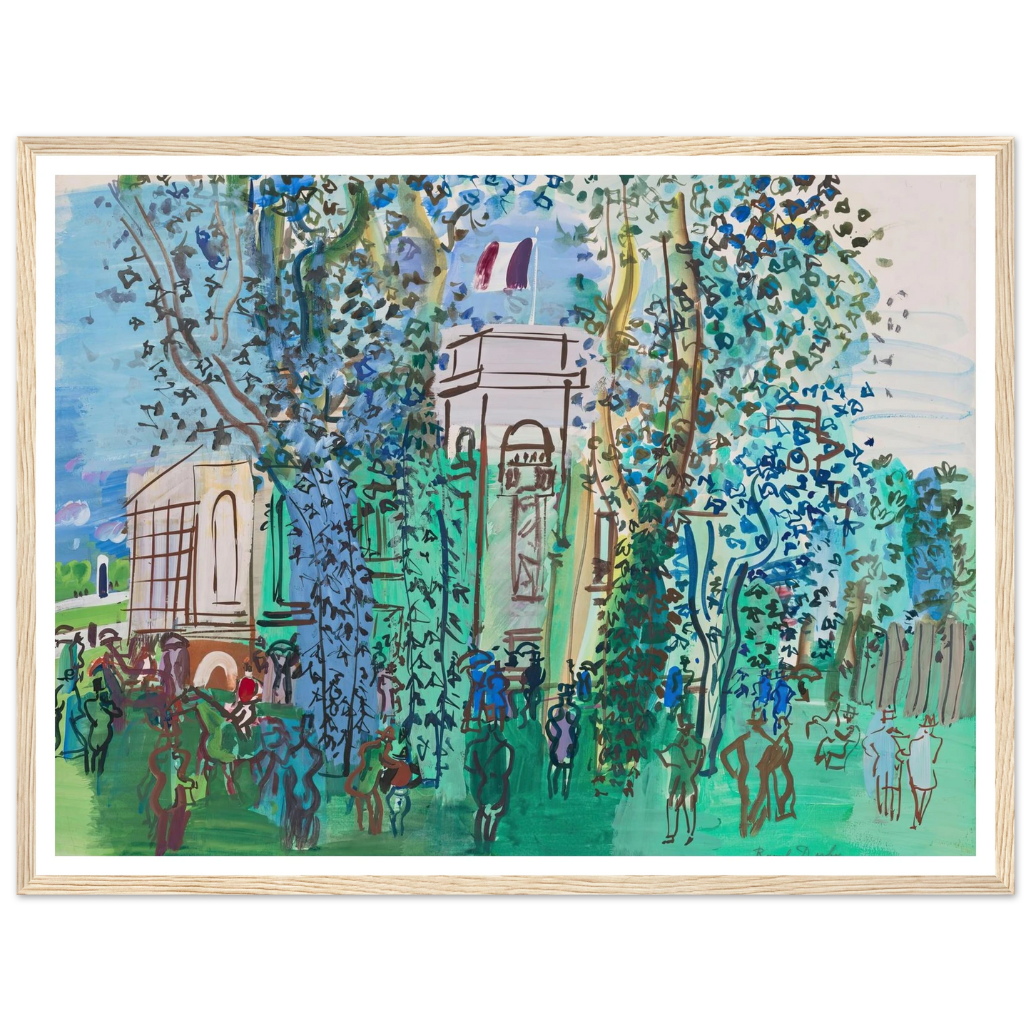 Le Pesage à Deauville (circa 1930) Art Print | Raoul Dufy - Framed Poster - 30x40 cm / 12x16″ - Black frame