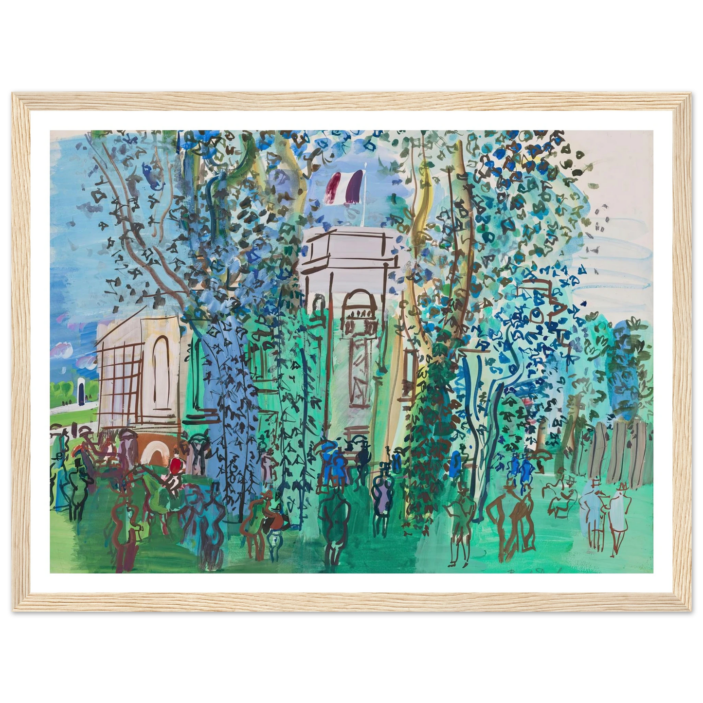 Le Pesage à Deauville (circa 1930) Art Print | Raoul Dufy - Framed Poster - 30x40 cm / 12x16″ - Black frame