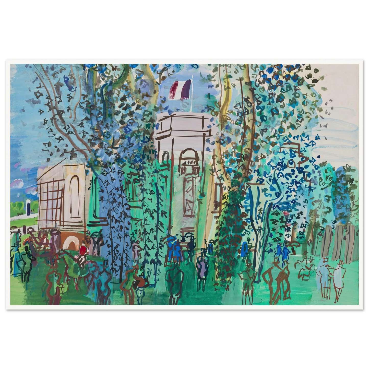 Le Pesage à Deauville (circa 1930) Art Print | Raoul Dufy - Framed Poster - 30x40 cm / 12x16″ - Black frame