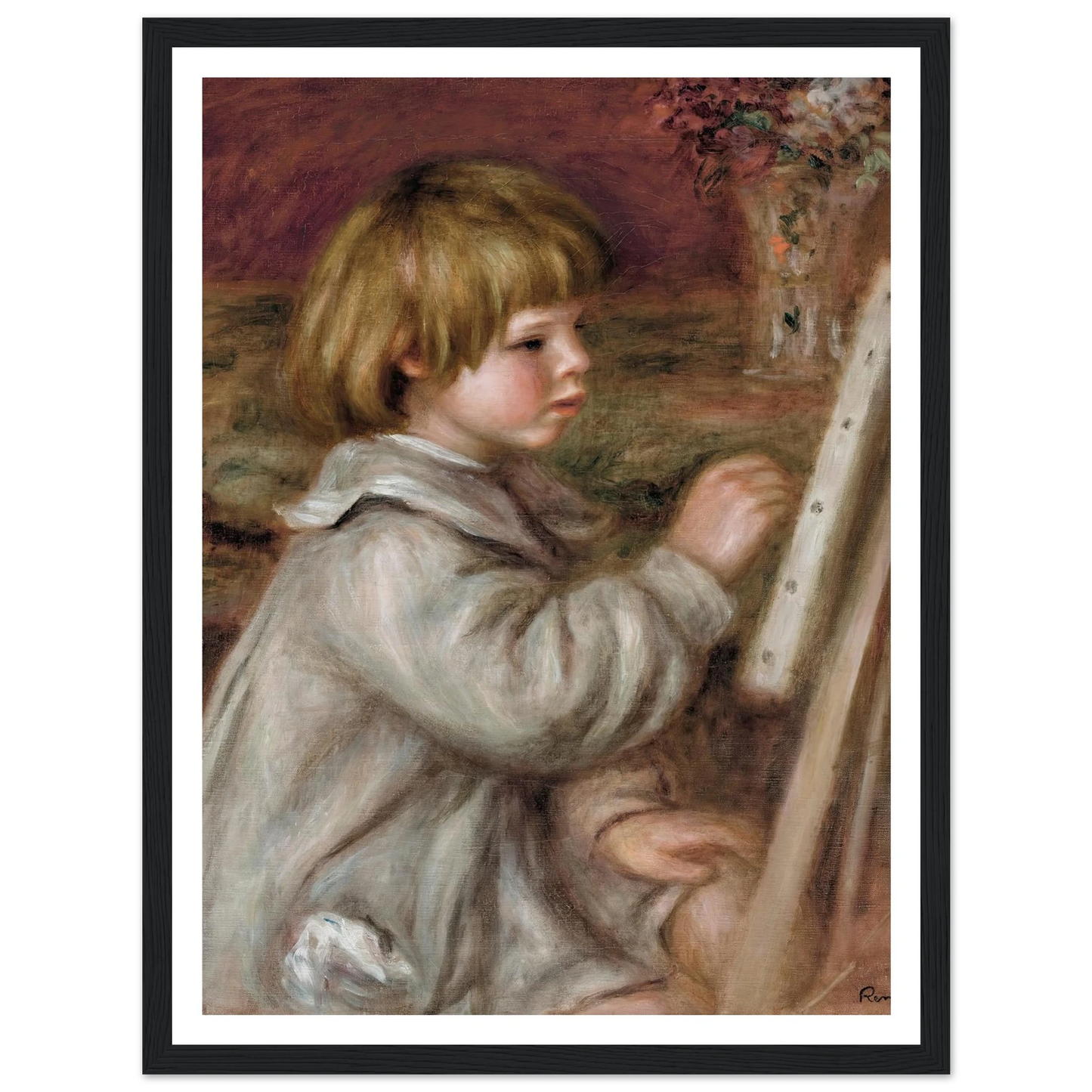 Le petit peintre (Claude Renoir) (1907) Art Print | Pierre Auguste Renoir - Framed Poster - 30x40 cm / 12x16″ - Black frame