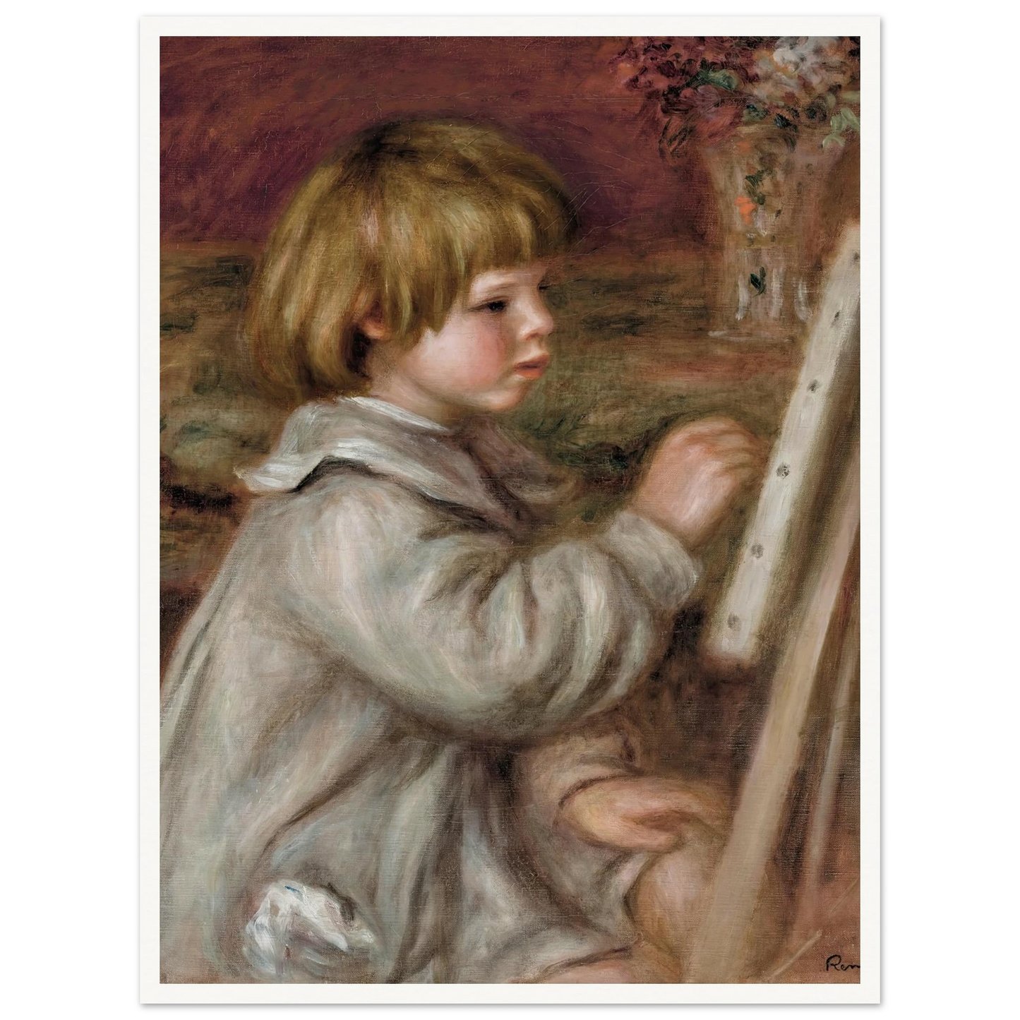 Le petit peintre (Claude Renoir) (1907) Art Print | Pierre Auguste Renoir - Framed Poster - 30x40 cm / 12x16″ - Black frame