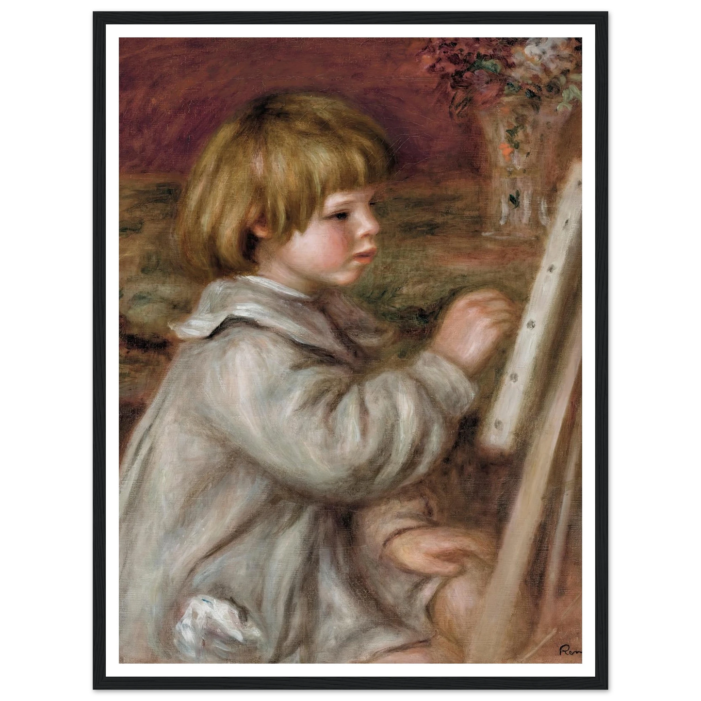 Le petit peintre (Claude Renoir) (1907) Art Print | Pierre Auguste Renoir - Framed Poster - 30x40 cm / 12x16″ - Black frame