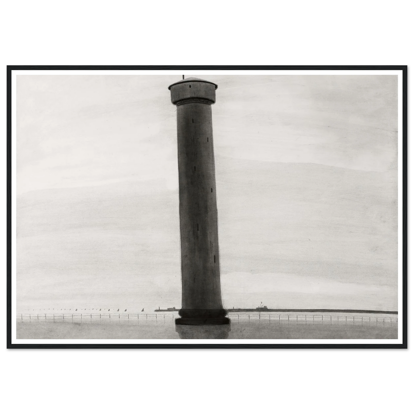 Le Phare aux signaux [De vuurtoren] (1909) Art Print | Leon Spilliaert - Framed Poster - 30x40 cm / 12x16″ - Black frame