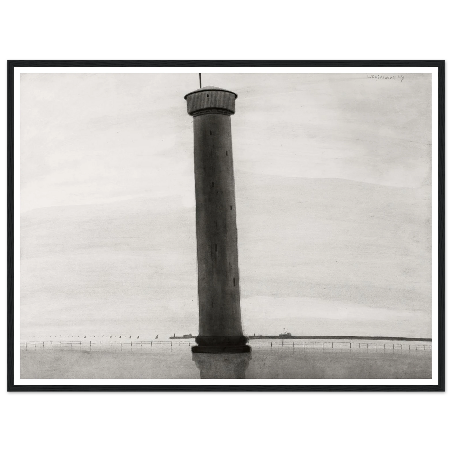 Le Phare aux signaux [De vuurtoren] (1909) Art Print | Leon Spilliaert - Framed Poster - 30x40 cm / 12x16″ - Black frame