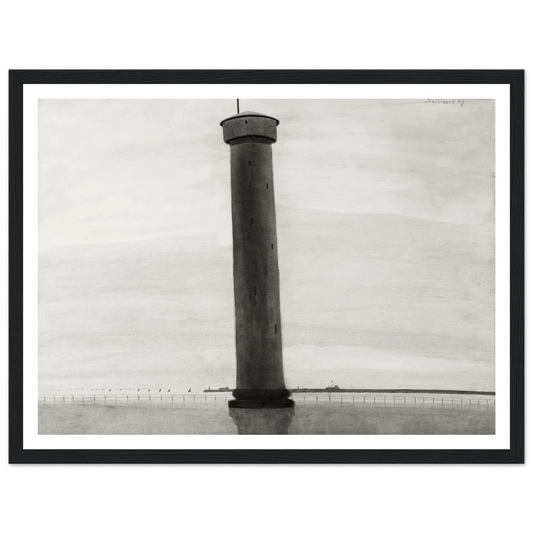 Le Phare aux signaux [De vuurtoren] (1909) Art Print | Leon Spilliaert - Framed Poster - 30x40 cm / 12x16″ - Black frame