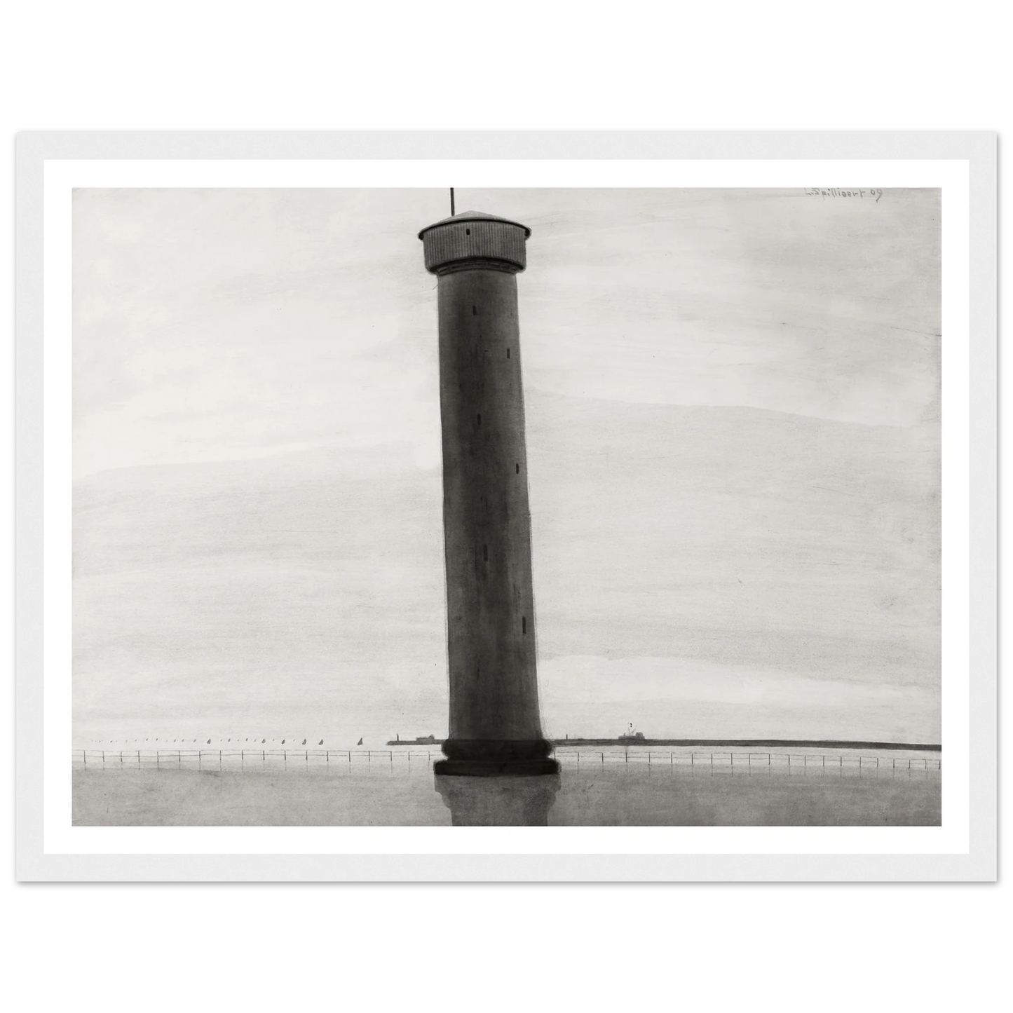 Le Phare aux signaux [De vuurtoren] (1909) Art Print | Leon Spilliaert - Framed Poster - 30x40 cm / 12x16″ - Black frame