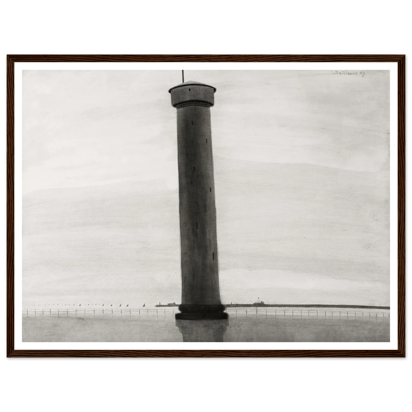 Le Phare aux signaux [De vuurtoren] (1909) Art Print | Leon Spilliaert - Framed Poster - 30x40 cm / 12x16″ - Black frame