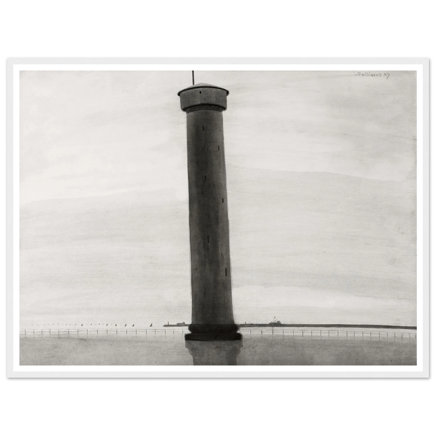 Le Phare aux signaux [De vuurtoren] (1909) Art Print | Leon Spilliaert - Framed Poster - 30x40 cm / 12x16″ - Black frame