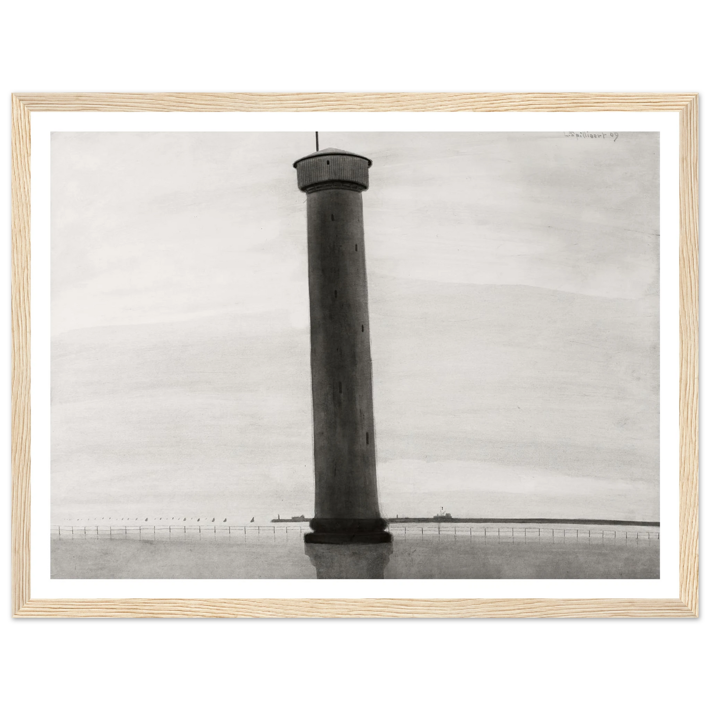 Le Phare aux signaux [De vuurtoren] (1909) Art Print | Leon Spilliaert - Framed Poster - 30x40 cm / 12x16″ - Black frame