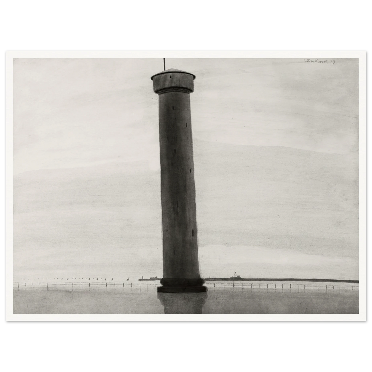 Le Phare aux signaux [De vuurtoren] (1909) Art Print | Leon Spilliaert - Framed Poster - 30x40 cm / 12x16″ - Black frame