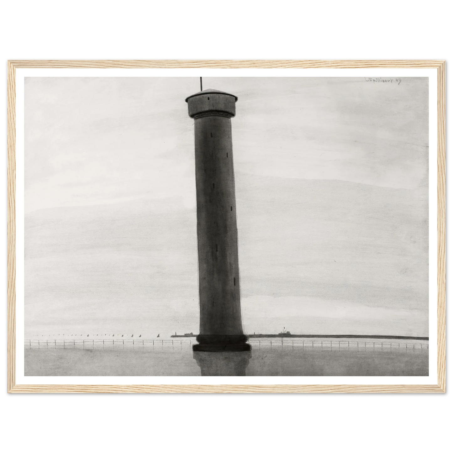 Le Phare aux signaux [De vuurtoren] (1909) Art Print | Leon Spilliaert - Framed Poster - 30x40 cm / 12x16″ - Black frame