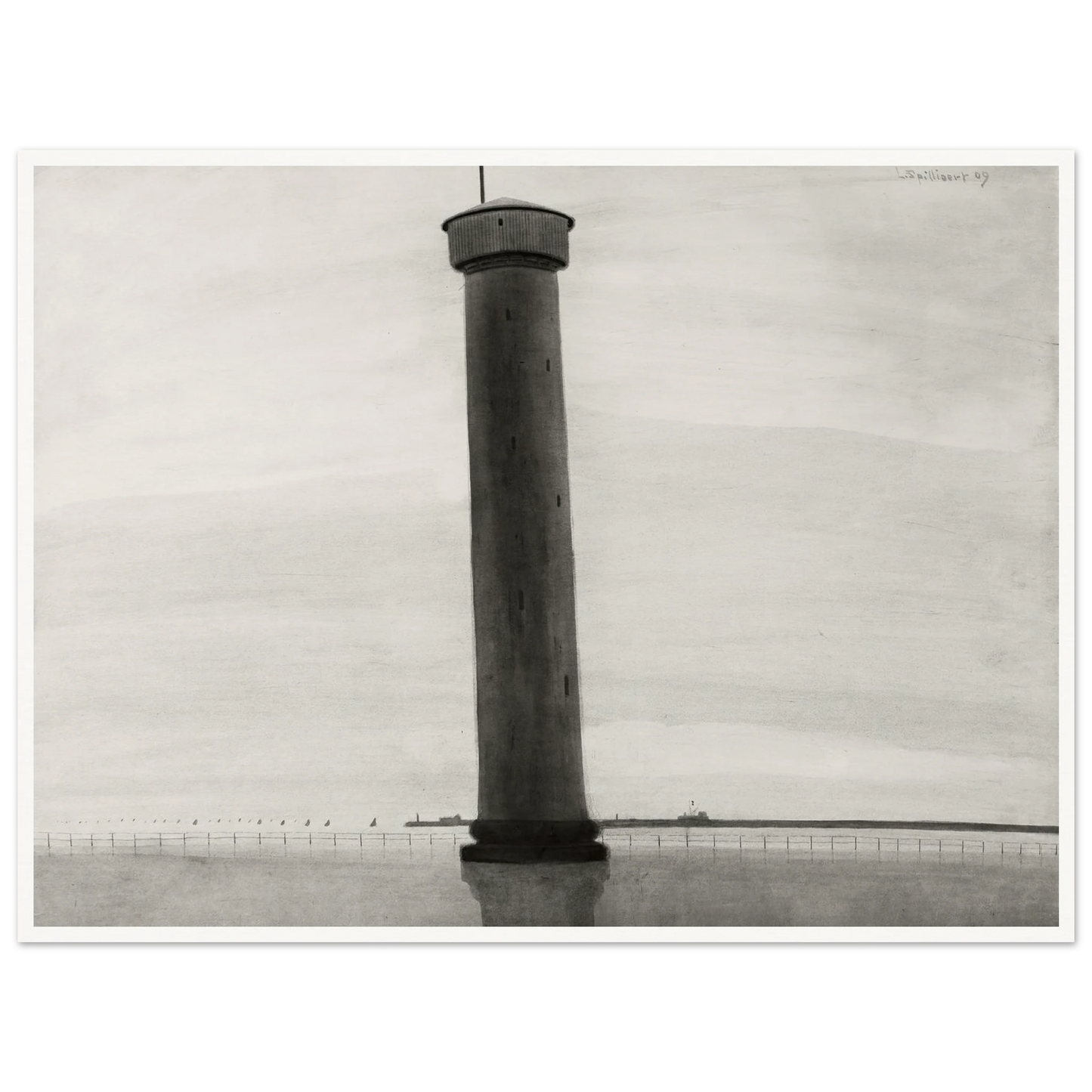 Le Phare aux signaux [De vuurtoren] (1909) Art Print | Leon Spilliaert - Framed Poster - 30x40 cm / 12x16″ - Black frame