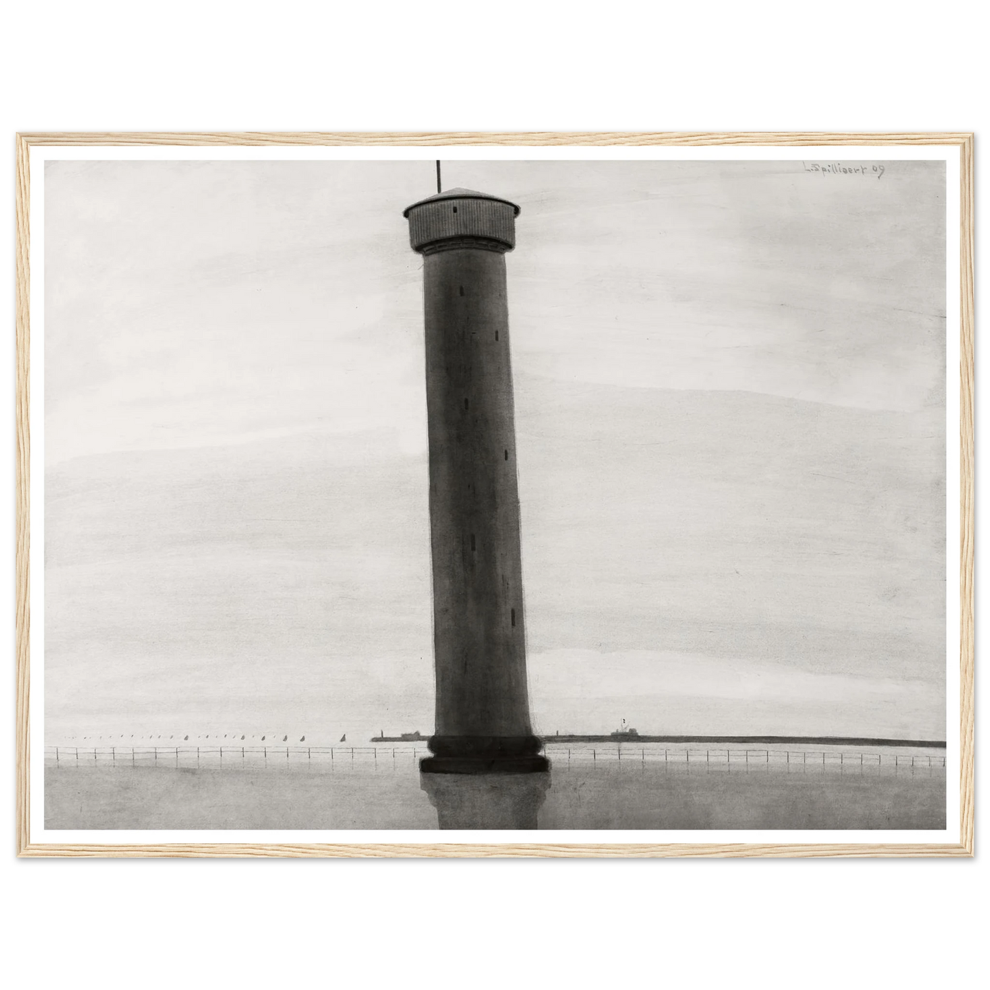 Le Phare aux signaux [De vuurtoren] (1909) Art Print | Leon Spilliaert - Framed Poster - 30x40 cm / 12x16″ - Black frame
