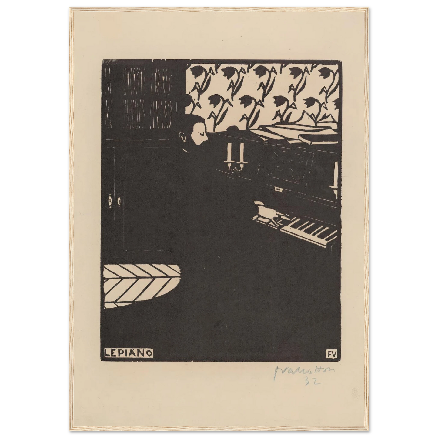 Le piano (1896) Art Print | Felix Vallotton - Framed Poster - 30x40 cm / 12x16″ - Black frame