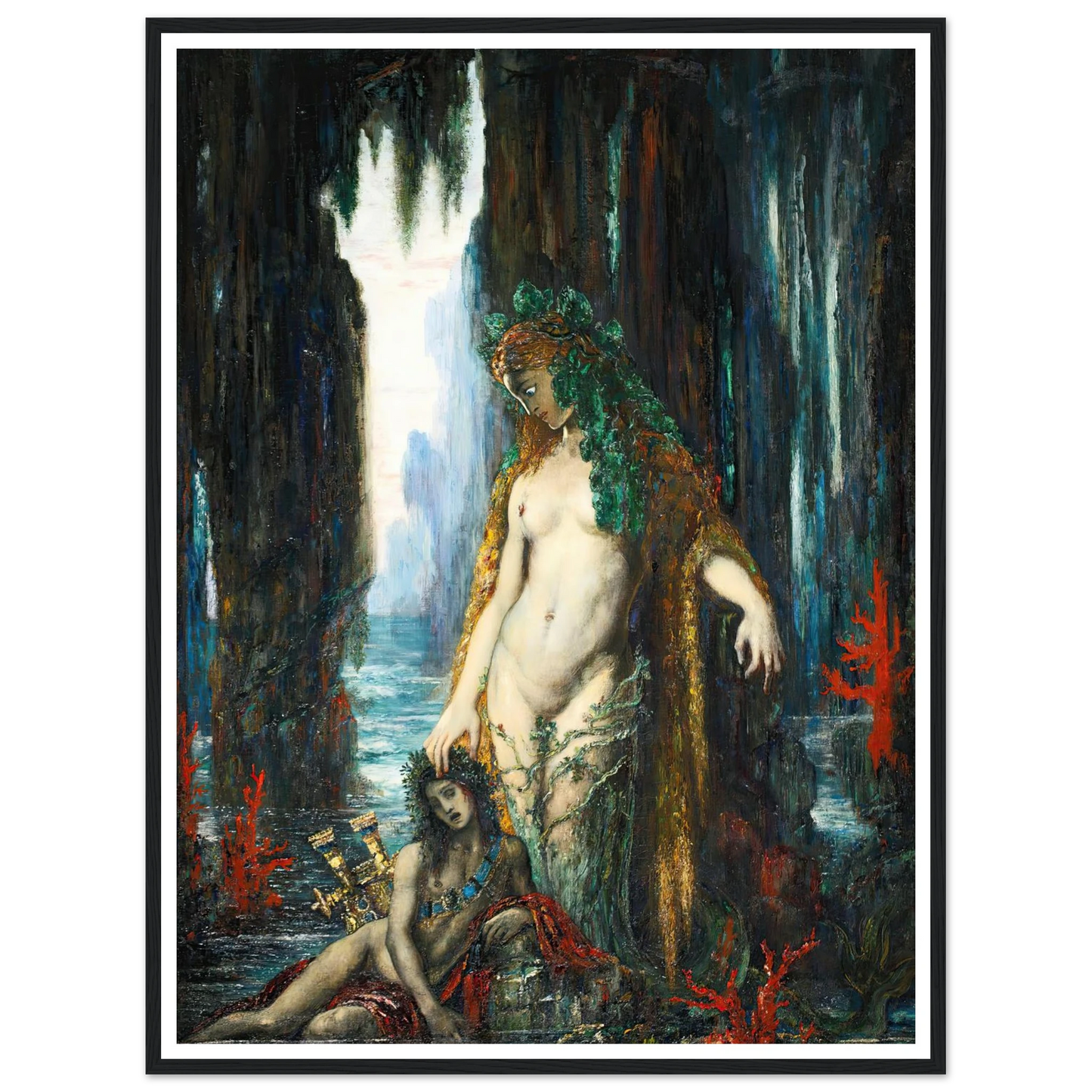 Le Poète Et La Sirène, 1893 Art Print | Gustave Moreau - Framed Poster - 30x40 cm / 12x16″ - Black frame