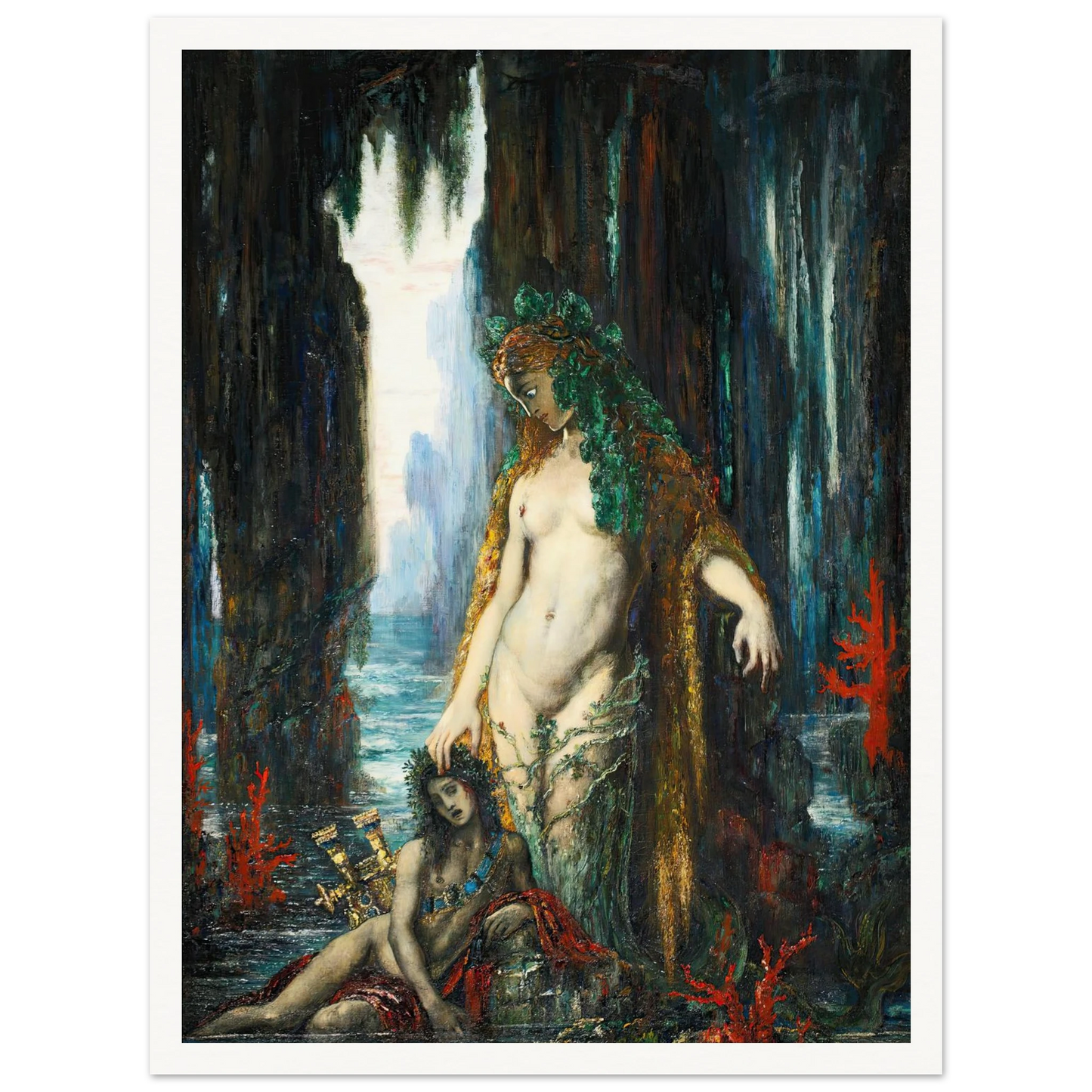 Le Poète Et La Sirène, 1893 Art Print | Gustave Moreau - Framed Poster - 30x40 cm / 12x16″ - Black frame