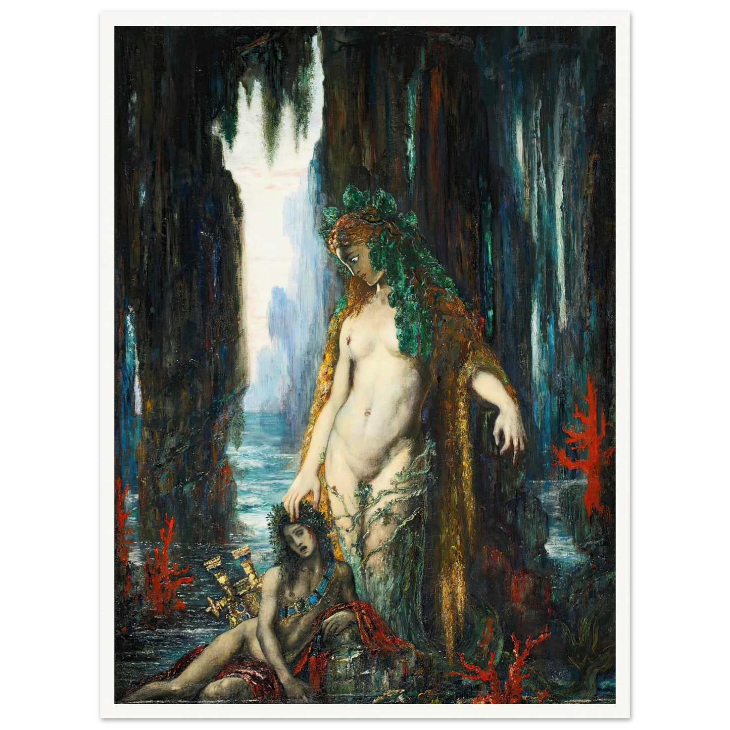 Le Poète Et La Sirène, 1893 Art Print | Gustave Moreau - Framed Poster - 30x40 cm / 12x16″ - Black frame