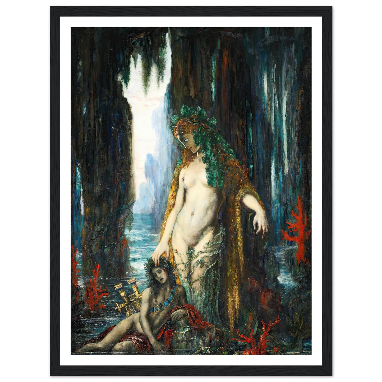Le Poète Et La Sirène, 1893 Art Print | Gustave Moreau - Framed Poster - 30x40 cm / 12x16″ - Black frame